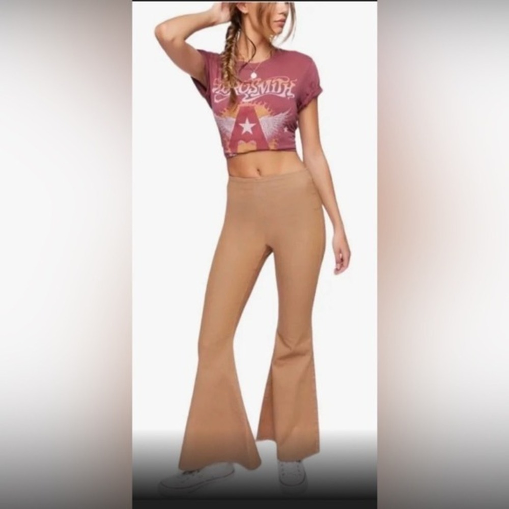 Forever 21 70's High-Rise Tan Flare Hippie Bell Bottom Jeans size Me